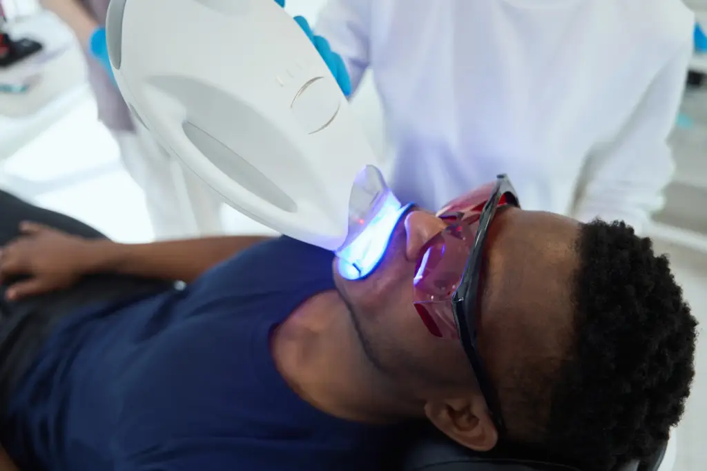 Professional teeth whitening kit and equipment used in Empire Medical Training Academy's Beauty and Cosmetic training